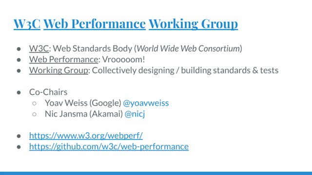 Thumbnail for What’s New at the W3C Web Performance Working Group?