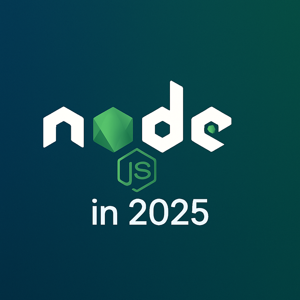 The Node.js logo underneath the words "In 2025".