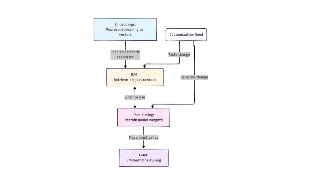 Flowchart illustrating model customization pathways