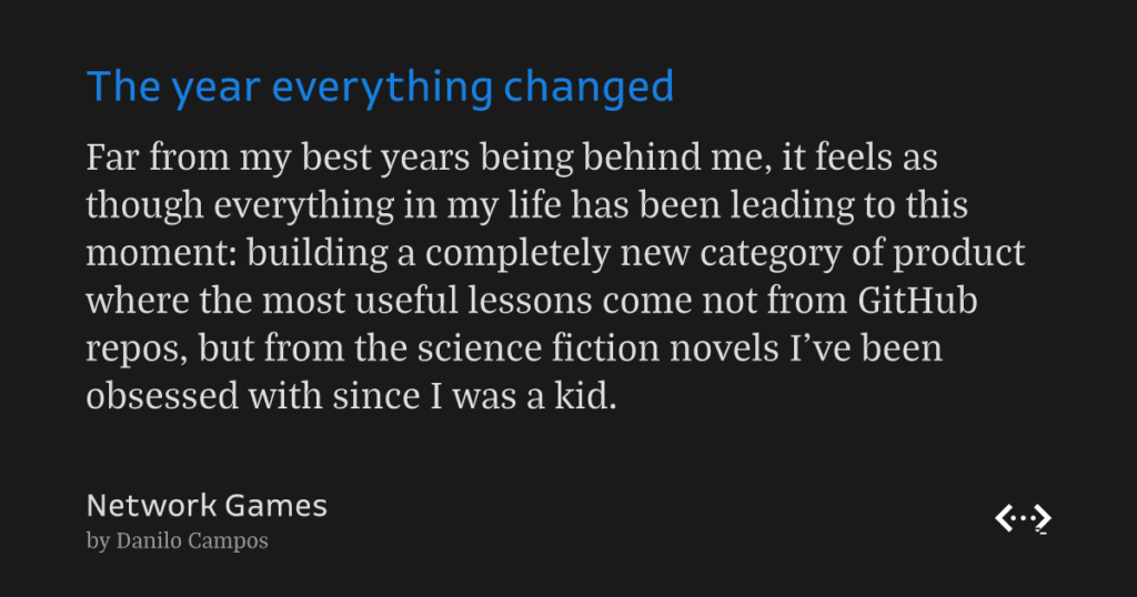 Text reads: The year everything changed. Far from my best years being behind me, it feels as though everything in my life...