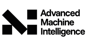 Black text "Advanced Machine Intelligence" with an abstract geometric logo featuring squares and a diagonal parallelogram.